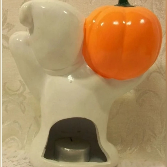 Halloween Ceramic Ghost Pumpkin Tea Light Decoration - Picture 3 of 3